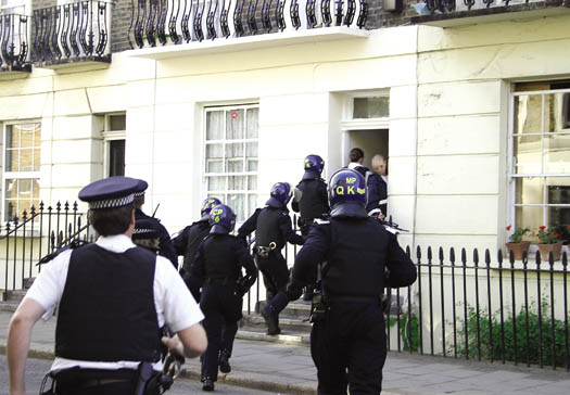 Camden police on a drugs raid