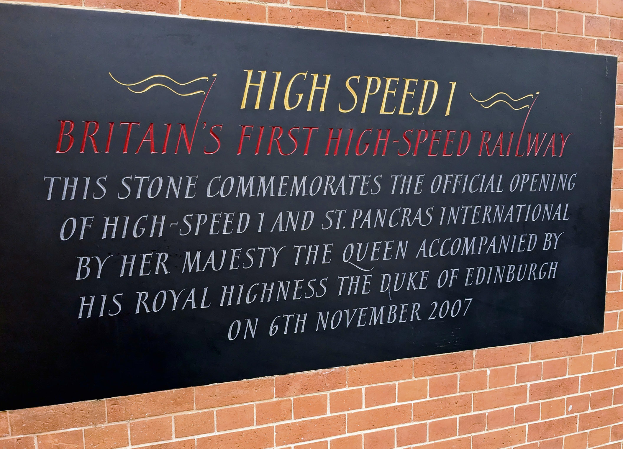 High Speed 1 plaque